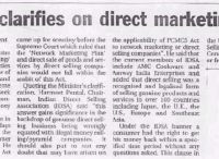 The Hindu (23.2.2003) - Centre clarifies on direct marketing cos.